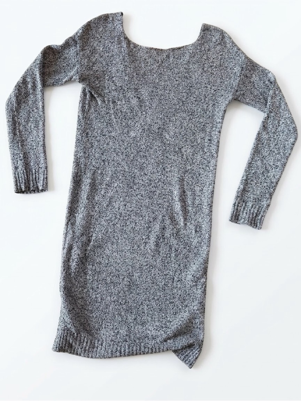 Topshop Off-the-Shoulder Grey Knit Sweater Dress